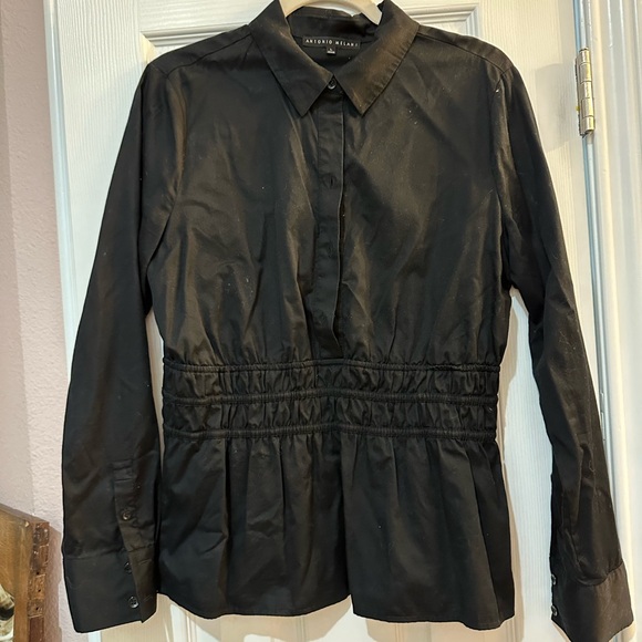 ANTONIO MELANI Tops - Black cotton button down top size L
